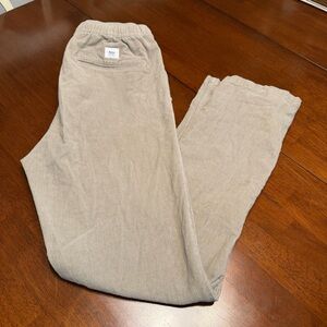 Katin Pants Mens Medium Beige Corduroy Elastic Waist Drawstring Straight Leg